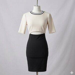 Elizabeth and James Black and White Midi Dress, Size2